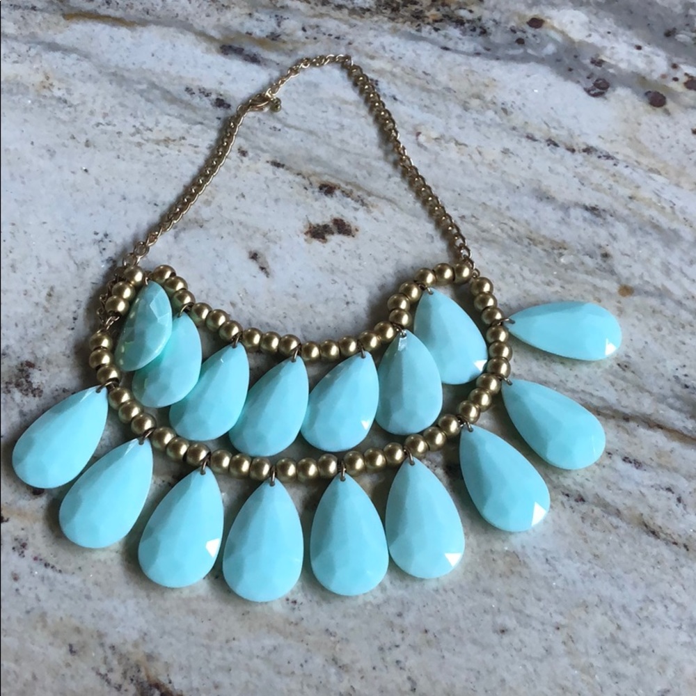 Teal and gold statement necklace